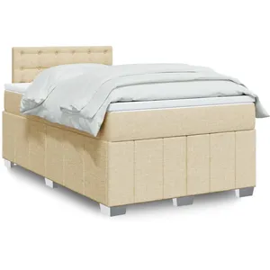 vidaXL Vidaxl Sommier À Lattes De Lit Avec Matelas Crème 120x200 Cm Tissu pas cher