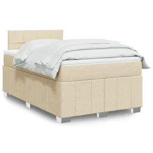 vidaXL Vidaxl Sommier À Lattes De Lit Avec Matelas Crème 120x200 Cm Tissu pas cher