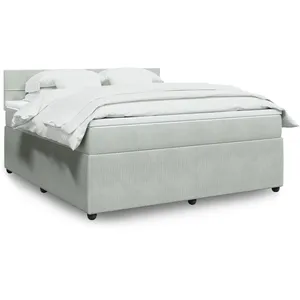 vidaXL Sommier à lattes de lit et matelas Gris clair 180x200cm Velours pas cher