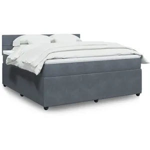 vidaXL Sommier à lattes de lit et matelas Gris foncé 180x200cm Velours pas cher