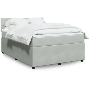 vidaXL Sommier à lattes de lit et matelas Gris clair 160x200cm Velours pas cher