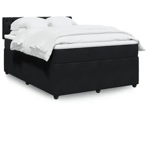 vidaXL Sommier à lattes de lit avec matelas Noir 140x200 cm Velours pas cher