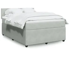 vidaXL Sommier à lattes de lit et matelas Gris clair 160x200cm Velours pas cher