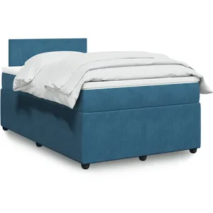 vidaXL Sommier à lattes de lit et matelas bleu 120x200 cm velours pas cher