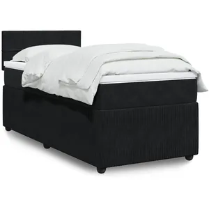 vidaXL Sommier à lattes de lit avec matelas Noir 90x200 cm Velours pas cher