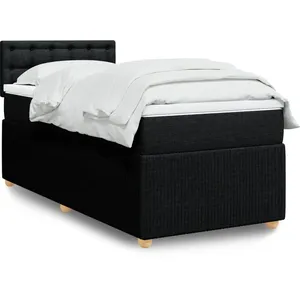 vidaXL Sommier à lattes de lit avec matelas Noir 100x200 cm Tissu pas cher