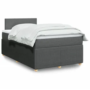 Vidaxl sommier à lattes de lit avec matelas gris foncé 120x190cm tissu pas cher