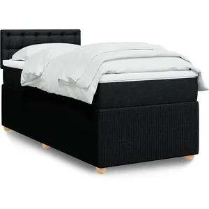 vidaXL Sommier à lattes de lit avec matelas Noir 90x190 cm Tissu pas cher