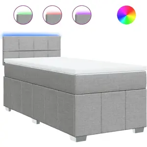 vidaXL Sommier à lattes de lit avec matelas gris clair 80x200 cm tissu pas cher