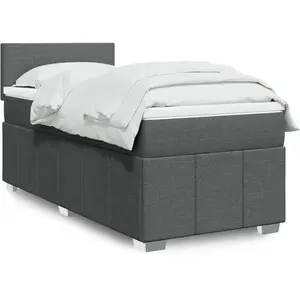 vidaXL Sommier à lattes de lit avec matelas Gris foncé 80x200 cm Tissu pas cher