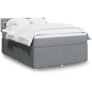 vidaXL Sommier à lattes de lit avec matelas Gris clair 140x200cm Tissu pas cher
