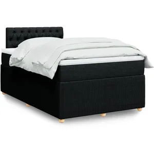 vidaXL Sommier à lattes de lit avec matelas Noir 120x200 cm Tissu pas cher