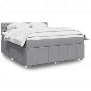 vidaXL Sommier à lattes de lit avec matelas Gris clair 180x200cm Tissu pas cher