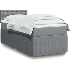vidaXL Sommier à lattes de lit avec matelas gris clair 80x200 cm tissu pas cher