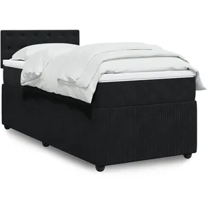 vidaXL Sommier à lattes de lit avec matelas Noir 90x190 cm Velours pas cher