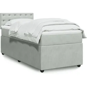 vidaXL Sommier à lattes de lit et matelas Gris clair 80x200 cm Velours pas cher