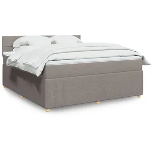 vidaXL Sommier à lattes de lit avec matelas Taupe 180x200 cm Tissu pas cher