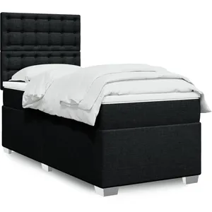 vidaXL Sommier à lattes de lit avec matelas Noir 100x200 cm Tissu