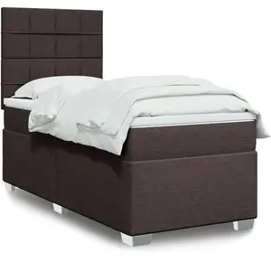 vidaXL Sommier à lattes de lit avec matelas Marron foncé 100x200 cm pas cher