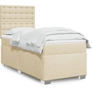 vidaXL Sommier à lattes de lit avec matelas Crème 80x200 cm Tissu pas cher