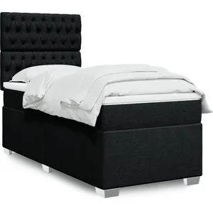vidaXL Sommier à lattes de lit et matelas Noir 80x200 cm Tissu pas cher