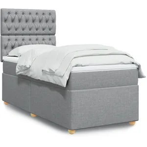 vidaXL Sommier à lattes de lit avec matelas gris clair 80x200 cm tissu pas cher
