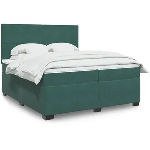 vidaXL Sommier à lattes de lit et matelas Vert foncé 200x200cm Velours pas cher