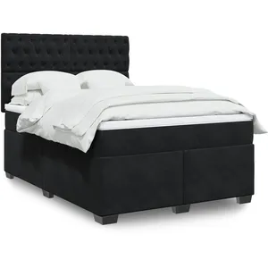 vidaXL Sommier à lattes de lit et matelas Noir 160x200 cm Velours pas cher