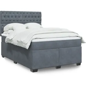 vidaXL Sommier à lattes de lit et matelas Gris foncé 140x200cm Velours pas cher