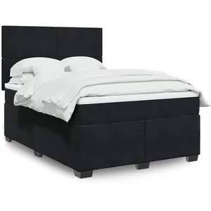 vidaXL Sommier à lattes de lit avec matelas Noir 140x200 cm Velours pas cher