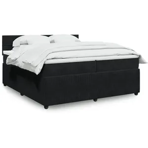 vidaXL Sommier à lattes de lit et matelas Noir 200x200 cm Velours pas cher