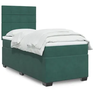 vidaXL Sommier à lattes de lit avec matelas Vert foncé 90x190 cm pas cher