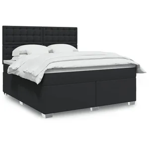vidaXL Sommier à lattes de lit avec matelas Noir 180x200 cm Similicuir pas cher