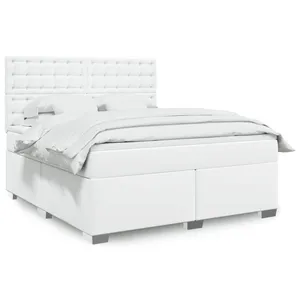 Comparateur de prix : vidaXL Sommier à lattes de lit avec matelas Blanc 180x200cm Similicuir