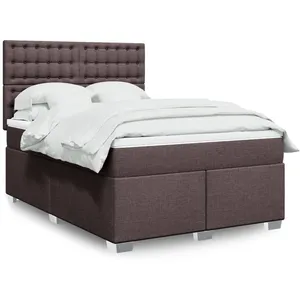 vidaXL Sommier à lattes de lit avec matelas Marron foncé 140x190 cm pas cher