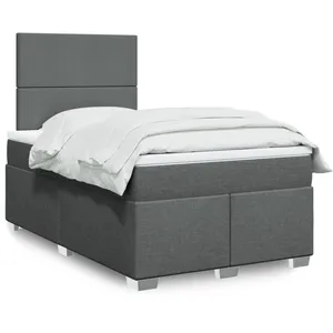 vidaXL Sommier à lattes de lit avec matelas Gris foncé 120x200cm Tissu pas cher