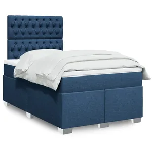 vidaXL Vidaxl Sommier À Lattes De Lit Avec Matelas Bleu 120x190 Cm Tissu pas cher
