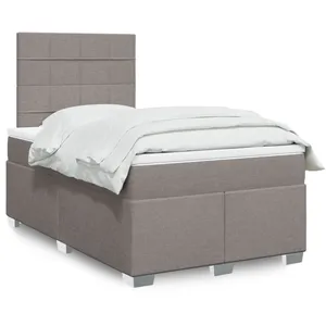 vidaXL Sommier à lattes de lit avec matelas Taupe 120x200 cm Tissu pas cher