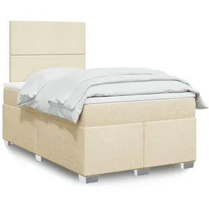 vidaXL Sommier à lattes de lit avec matelas crème 120x190 cm tissu pas cher