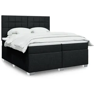 vidaXL Sommier à lattes de lit avec matelas Noir 200x200 cm Tissu pas cher