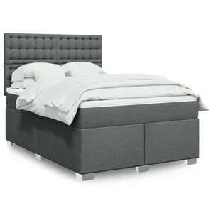 vidaXL Sommier à lattes de lit avec matelas Gris foncé 140x200cm Tissu