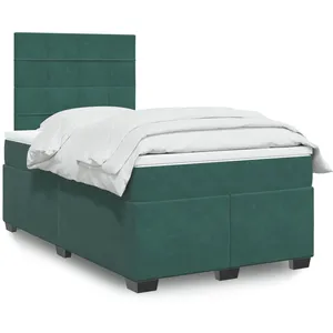 vidaXL Sommier à lattes de lit et matelas Vert foncé 120x200cm Velours pas cher