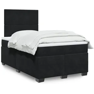 vidaXL Sommier à lattes de lit avec matelas Noir 120x200 cm Velours pas cher