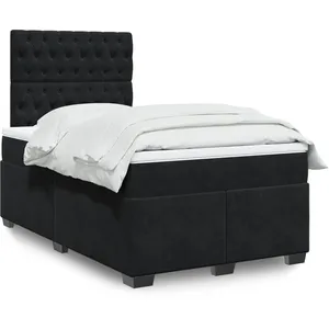 vidaXL Sommier à lattes de lit avec matelas Noir 120x200 cm Velours pas cher