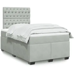 vidaXL Sommier à lattes de lit et matelas gris clair 120x190cm velours pas cher