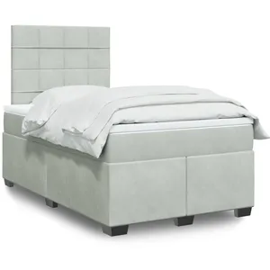 vidaXL Sommier à lattes de lit et matelas gris clair 120x190cm velours pas cher