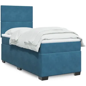 vidaXL Sommier à lattes de lit avec matelas bleu 100x200 cm pas cher