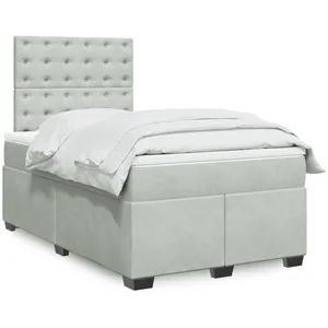 vidaXL Sommier à lattes de lit et matelas gris clair 120x190cm velours pas cher