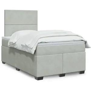 vidaXL Sommier à lattes de lit et matelas Gris clair 120x200cm Velours pas cher
