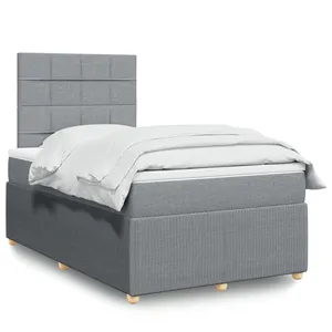 Vidaxl sommier à lattes de lit et matelas gris clair 120x190 cm tissu pas cher